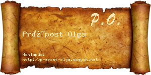 Prépost Olga névjegykártya